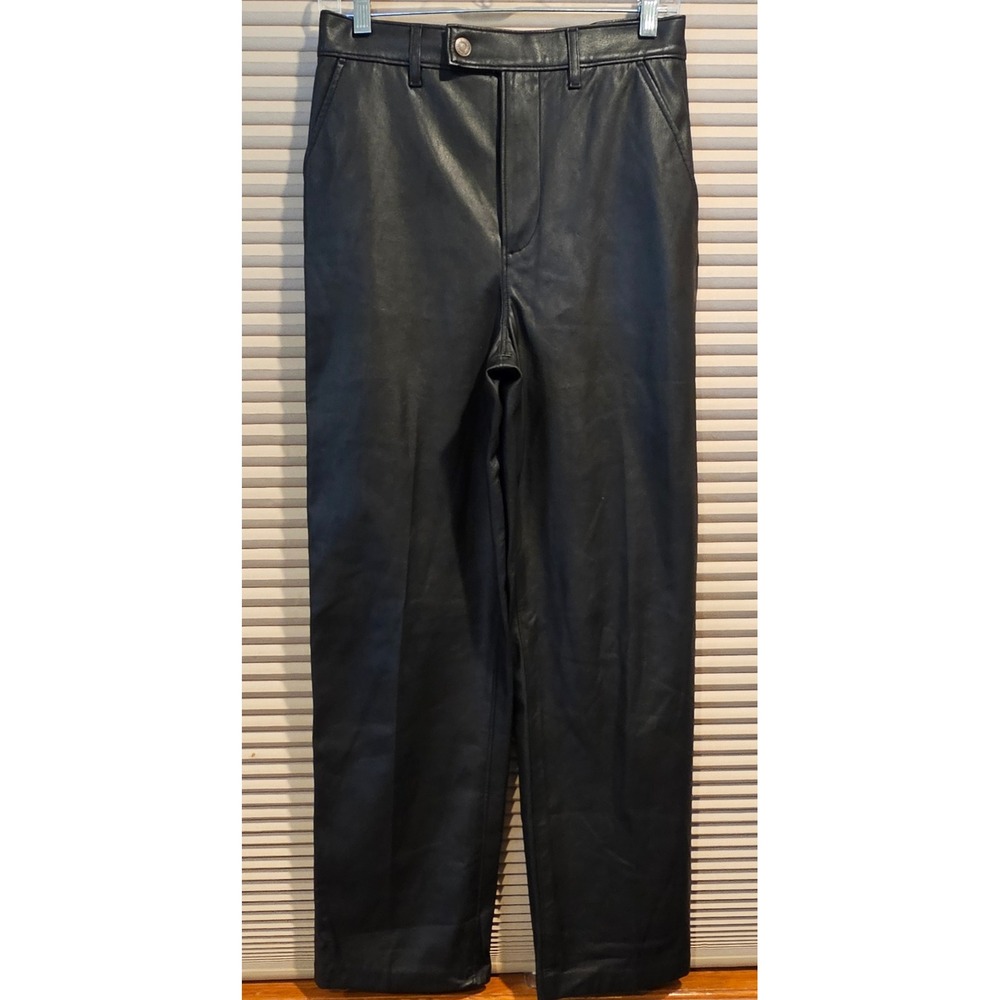Levis Math Club Slacks Black Faux Leather High Rise Straight Leg Pants Goth